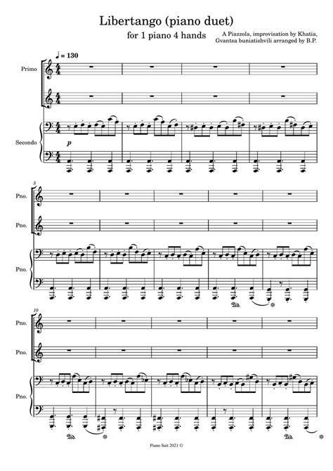 Astor Piazzolla Libertango Sheets By Piano Suit