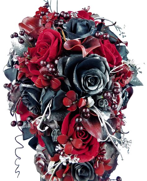 Red and Black Bouquet Dark Wedding Flowers Elegant Gothic | Etsy