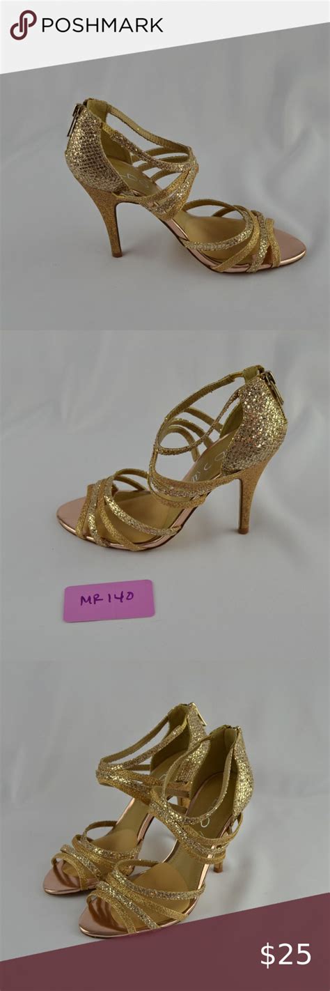 Aldo Metallic Gold Strappy Open Toe Heels 6 Heels Shoes Women Heels Open Toe Heel