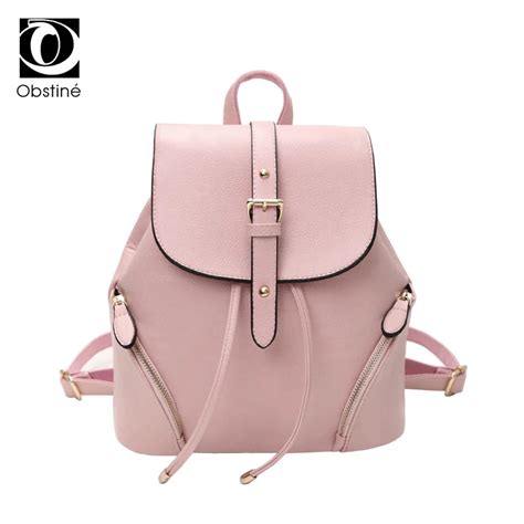 2018 Female Backpack Women Pu Leather High Quality Preppy Style Pink Backpacks For School