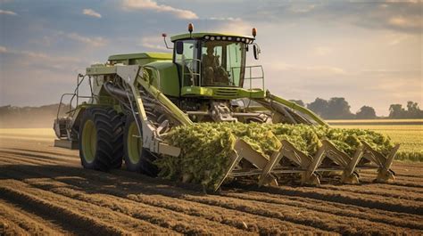 premium photo  photo   sugar beet harvester  work   large field