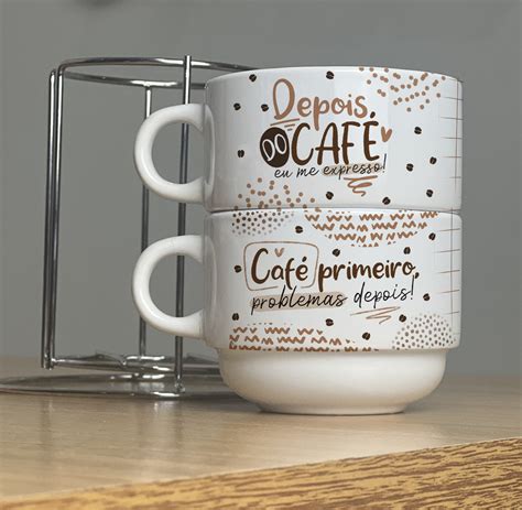 Conjunto De X Caras Torre Empilh Vel Arte Personalizada Caneca