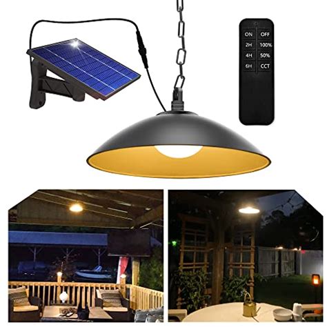 Moon De Age Outdoor Solar Pendant Lights Solar Shed Light 250lm Metal Hanging Barn Gazebo