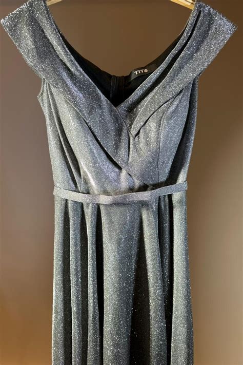 Vestido Lurex Con Cuello Plateado Tits