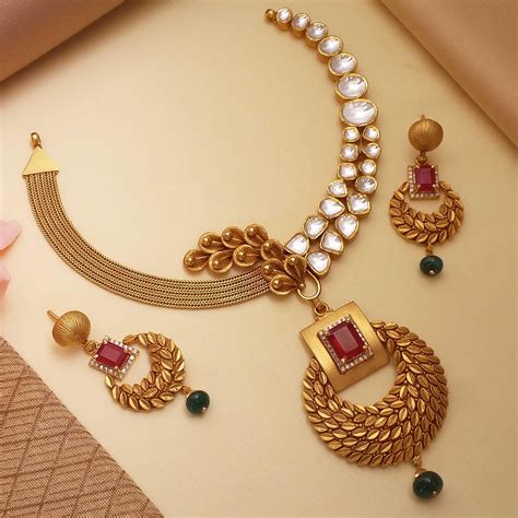 Minakshi Meenakari Gold Necklace Giriraj Jewellers Delicate Gold Jewelry New Gold Jewellery