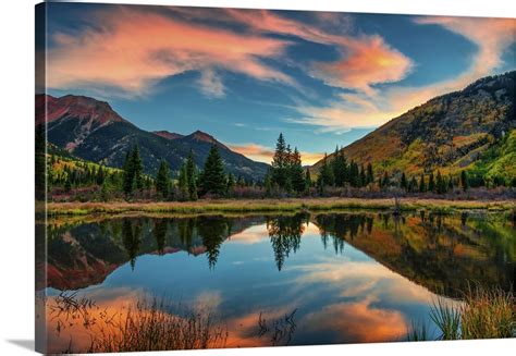 Colorful Panoramic Mountain View At Sunrise Wall Art, Canvas Prints ...