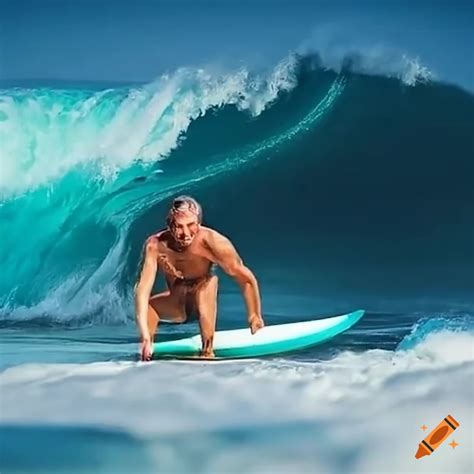 Sebastian piñera surfing on a wave on Craiyon