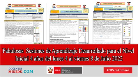 Fabulosas Sesiones De Aprendizaje Desarrollado Para El Nivel Inicial