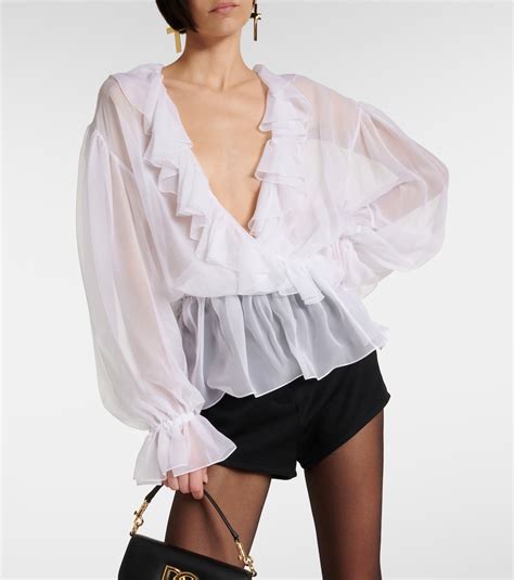 Ruffled Silk Chiffon Blouse In White Dolce Gabbana Mytheresa