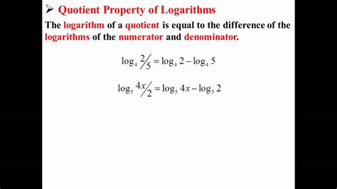 Quotient Property Of Logarithms Youtube