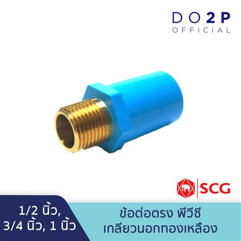 ข้อต่อตรงเกลียวนอกทองเหลือง 1 2นิ้ว 3 4นิ้ว 1นิ้ว พีวีซี ตราช้าง เอสซีจี Scg Pvc Brass Valve