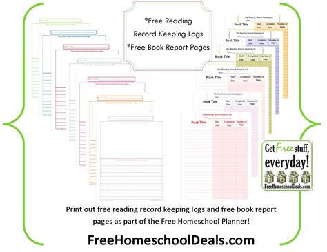 Free Reading Logs Book Report Pages Free Homeschool Planner