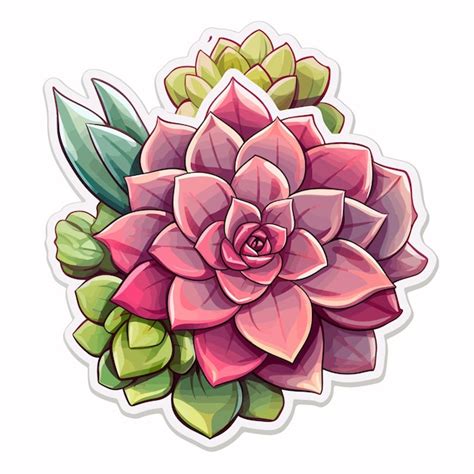 Una Flor Rosa Con Hojas Verdes Y Flores Rosas Vector Premium