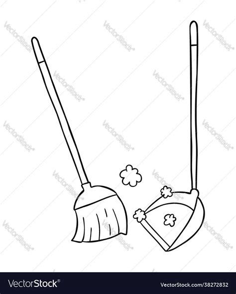 Cartoon Broom And Dustpan Sweep Floor Royalty Free Vector