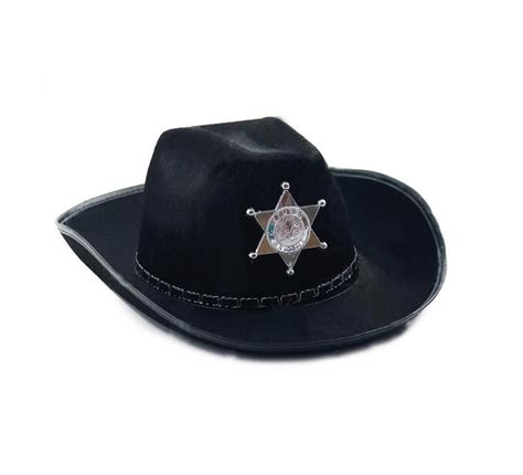 Sombrero De Sheriff Negro Con Placa Adulto