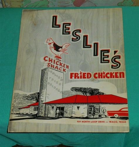 Vintage Leslie S Fried Chicken The Chicken Shack Menu Waco Texas