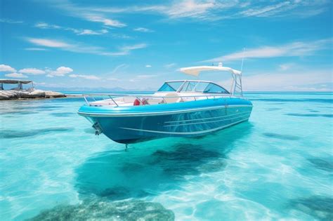 Premium Ai Image Speed Boat Floating Turquoise Water