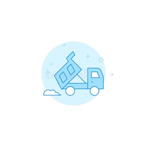 Dump Truck Dumps Pile Of Sand Simple Vector Line Icon Symbol