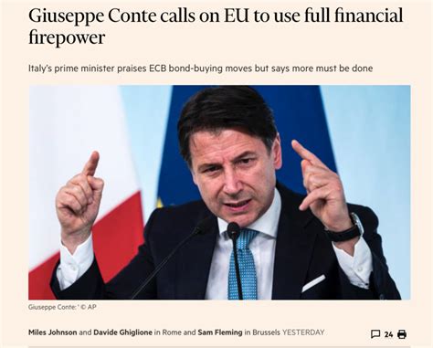 Conte Sul Financial Times L Europa Usi Il Mes Per L Emergenza