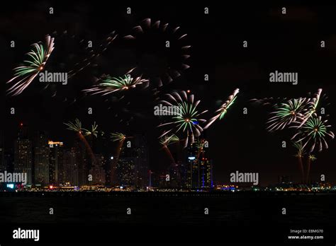 National Day Fireworks in Dubai Marina, UAE Stock Photo - Alamy