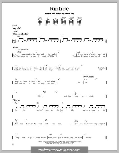 Riptide By Vance Joy Sheet Music On Musicaneo