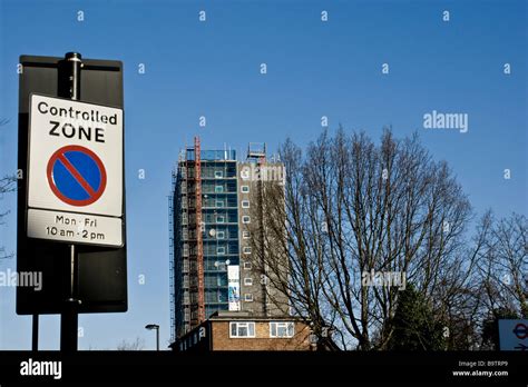 Ubiquitous London Controlled Parking Sign With Council Block Ilex