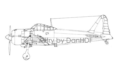 Technical Drawing Digital Art Print Wall Decoration Mitsubishi A6m Zero Japanese Aircraft