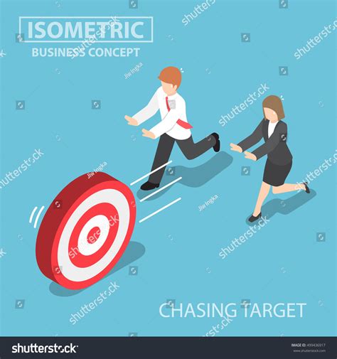 Flat 3d Isometric Business People Chasing Stock Vector Royalty Free