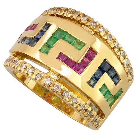 Georgios Collections 18 Karat Yellow Gold Diamond Ruby Emerald And