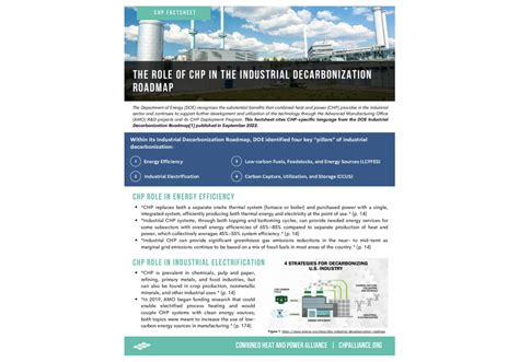 The Role Of CHP In The Department Of Energys Industrial