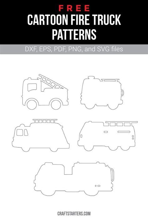 Free cartoon fire truck patterns and cut files – Artofit