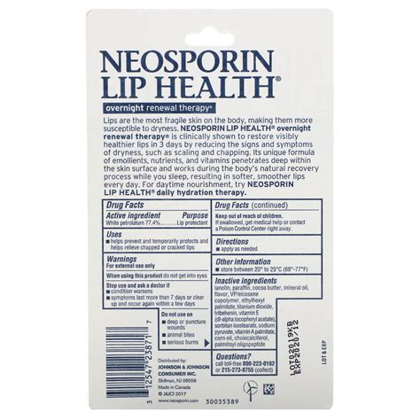 Neosporin Overnight Renewal Therapy White Petrolatum Lip Protectant