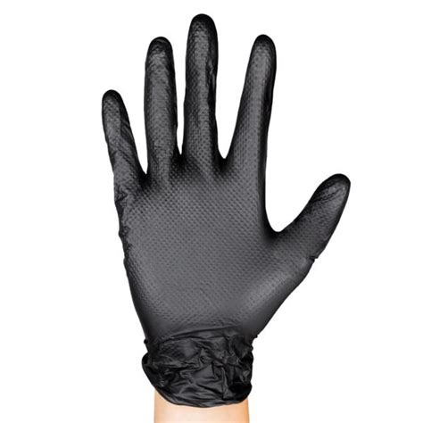 Boite De Gants Noirs En Nitrile Texture Diamant Taille Xl