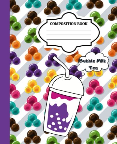 Kawaii Cute Boba Milk Tea Composition Notebook Cute Frog Drink Bubble