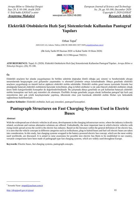 PDF Elektrikli Otobüslerin Hızlı arj Sistemlerinde Kullanılan