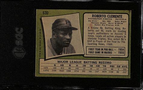 Lot Detail 1971 Topps Roberto Clemente 630 Graded SGC 5