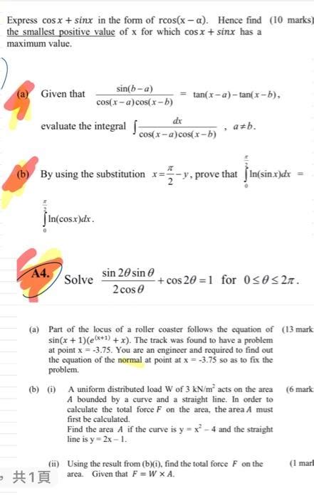 Solved Express Cos X Sinx In The Form Of Rcos X A Hence Chegg