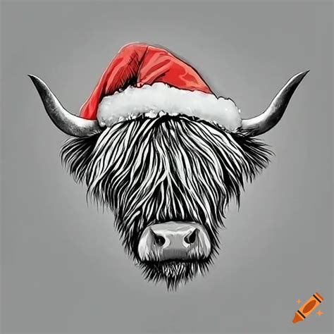 Cute Highland Cow With Santa Hat On Craiyon