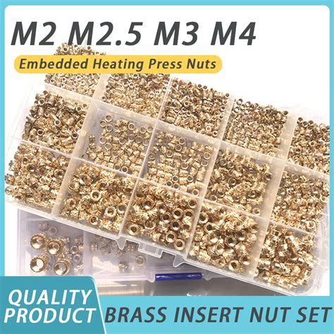 M2 M2 5 M3 M4 Brass Insert Nut Set Threaded Insertion Hot Melt Knurled