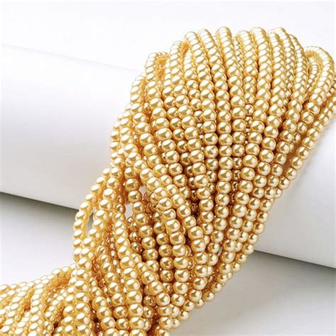 1 Strand 216pcs Of Gold Yellow Glass Pearl Beads 4mm Round Beadsnogp1758 Etsy