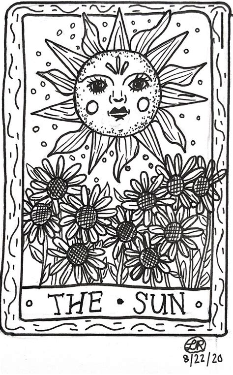 The Sun Tarot Card Drawing Coloring Book Art Book Art Coloring Pages