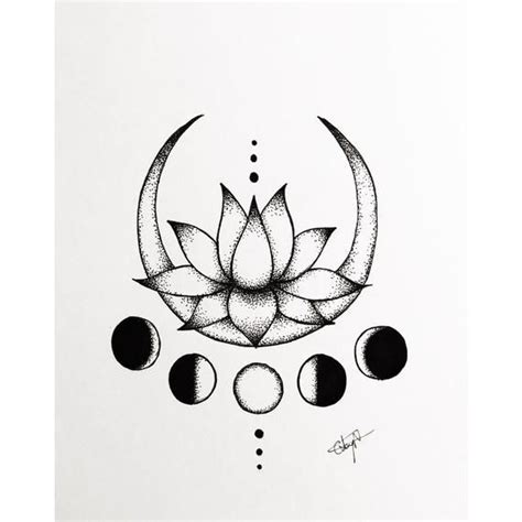 Lotus Flower Moon Drawing