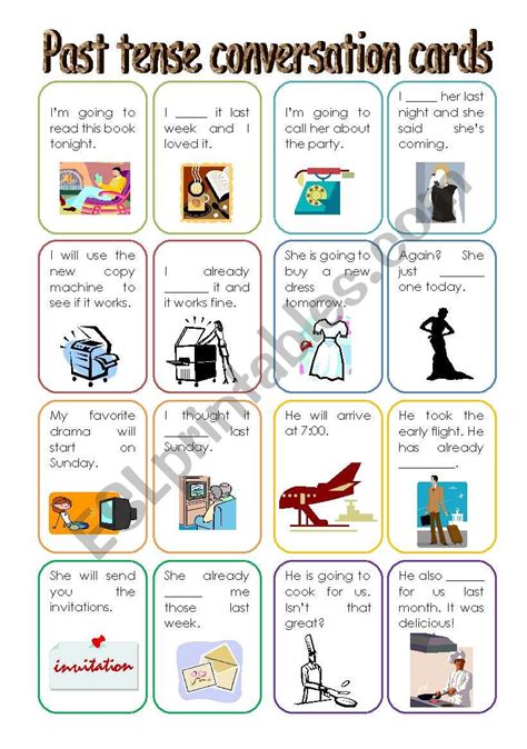 Past Tense Speaking Cards Esl Worksheet By Mary1481 58 Off