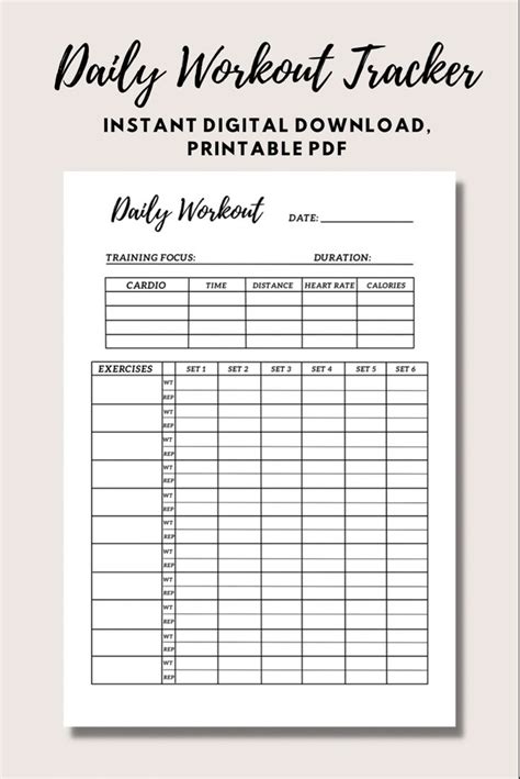 The Daily Workout Tracker Printable Is Shown In Black And White With