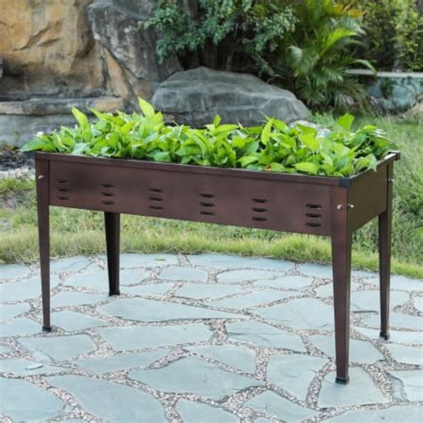 LuxenHome Brown Metal Rectangular Raised Garden Planter 1 Pick N Save