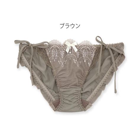 fran de lingerie ショーツ 単品 下着 レディース 単品ショーツ 紐ショーツ サイド紐 リラックス フリル かわいい 締め付けない 可愛い フェミニン 刺繍 チュール