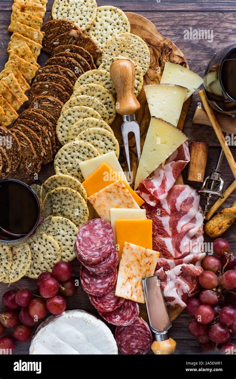 Assorted cheese and crackers Stock Photo - Alamy