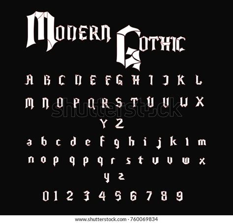 Modern Gothic Font White Vector Font: เวกเตอร์สต็อก (ปลอดค่าลิขสิทธิ์) 760069834 | Shutterstock