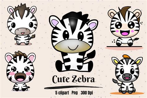 Cute Kawaii Zebra Clipart Graphic By Hamees Store · Creative Fabrica