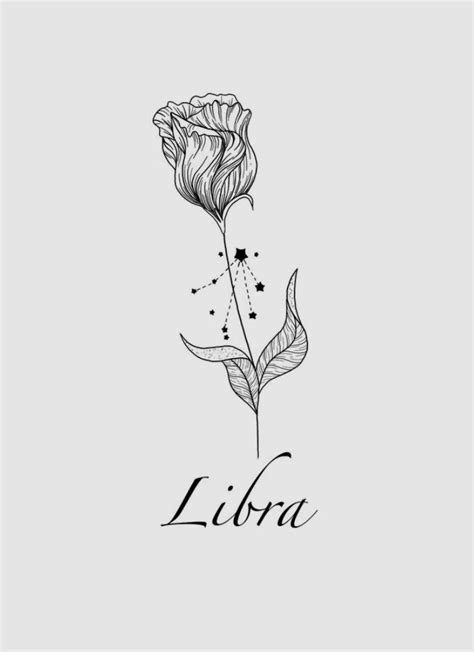 Libra Zodiac Flower Tattoo